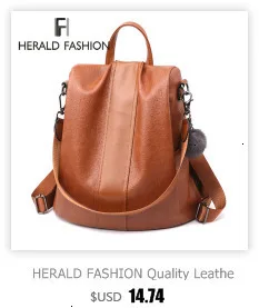 Herald модный винтажный женский рюкзак, брендовый кожаный женский рюкзак, Большая вместительная школьная сумка для девочек, сумки на плечо для отдыха