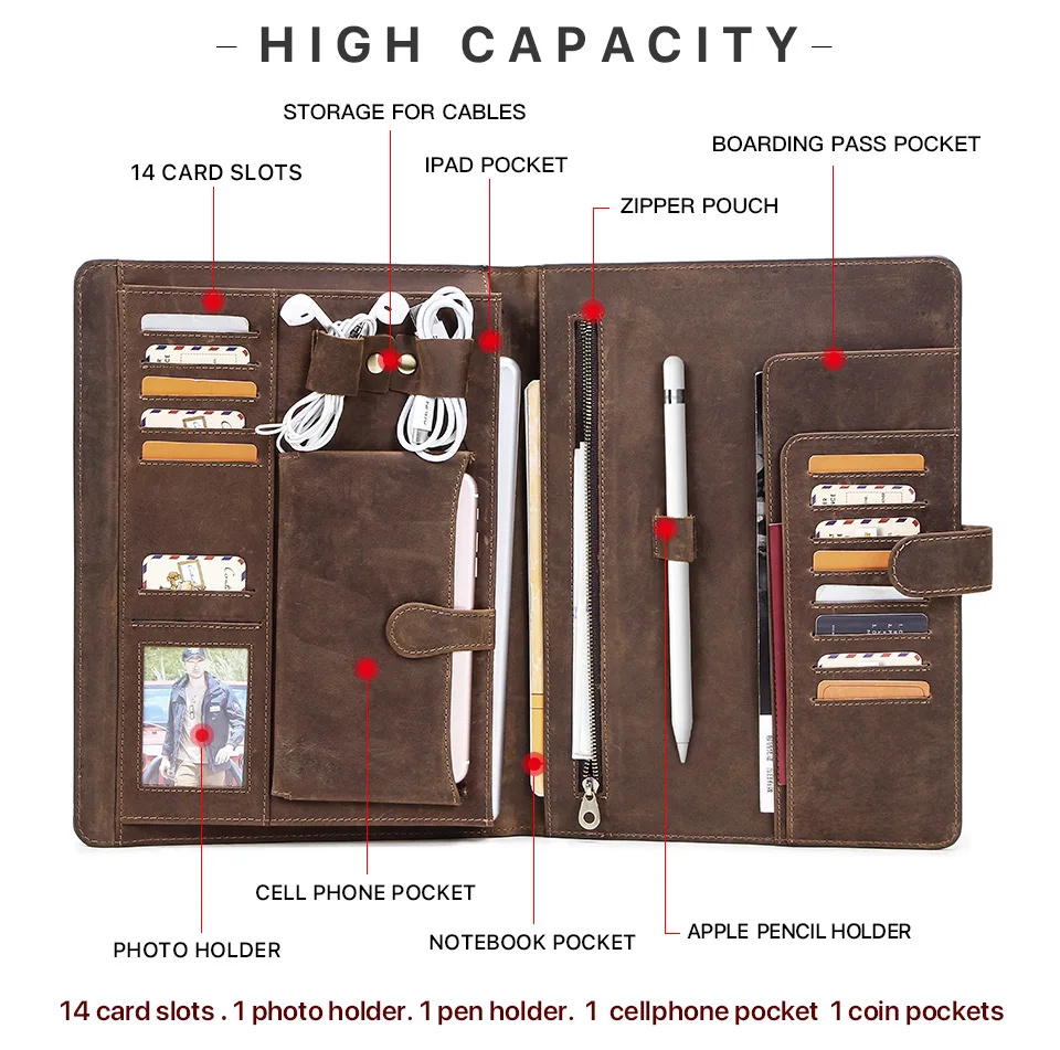 Ретро чехол из натуральной кожи для нового iPad 10," Padfolio Organizer для iPad Pro 10,5" 1" защитный чехол для паспорта