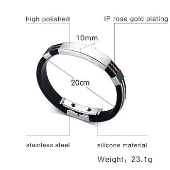 

RUIYI C6 bangle manbracelet arrival IP black leather most popular bracelet man single steel material 20cm length