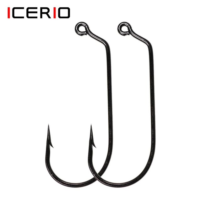 10-50pcs 60°Jig Hook 1#-8/0# High Carbon Steel Jighead Hook Ringed Eye  Single Worm Hook Fishhook No-offset Fishing Hooks - AliExpress