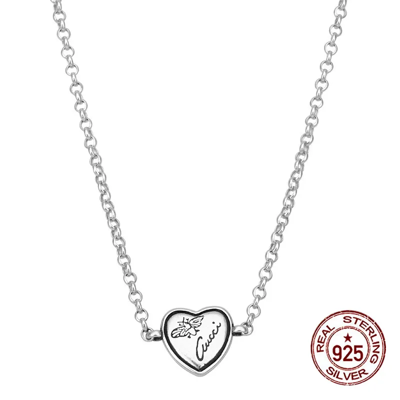 

925 sterling silver pendant necklace pop style peach heart love shape sweater chain jewelry to send lover's gift 2019 new hot