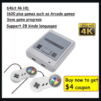 

2021 4K 64bit HD for Arcade Mini TV Video Game Console Retro built-in 1600 Plus Games Handheld Gaming Player Save Game Progress