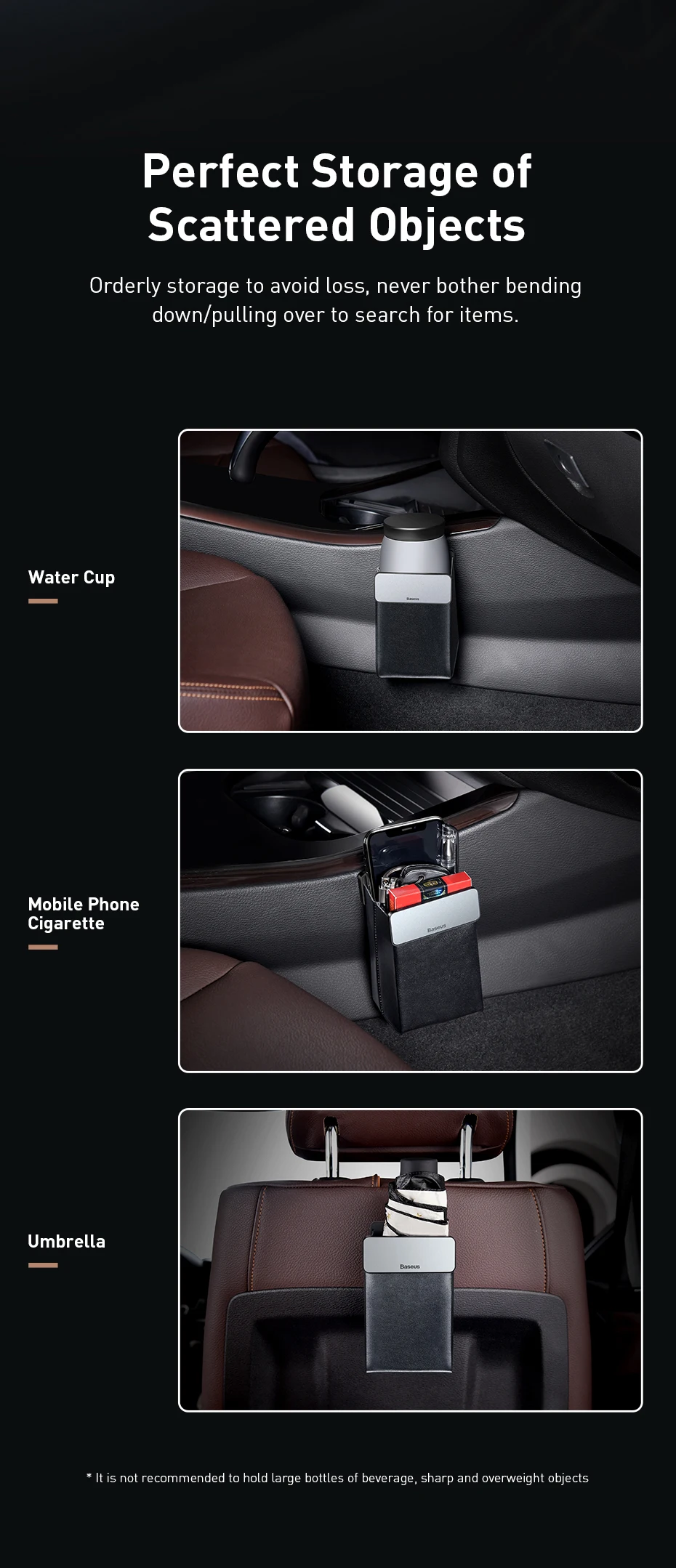 Baseus магнитный автомобильный Органайзер, кожаный автомобильный чехол для хранения, сумка, коробка, Карманный держатель для телефона, карты, заднего сиденья, автомобильные аксессуары