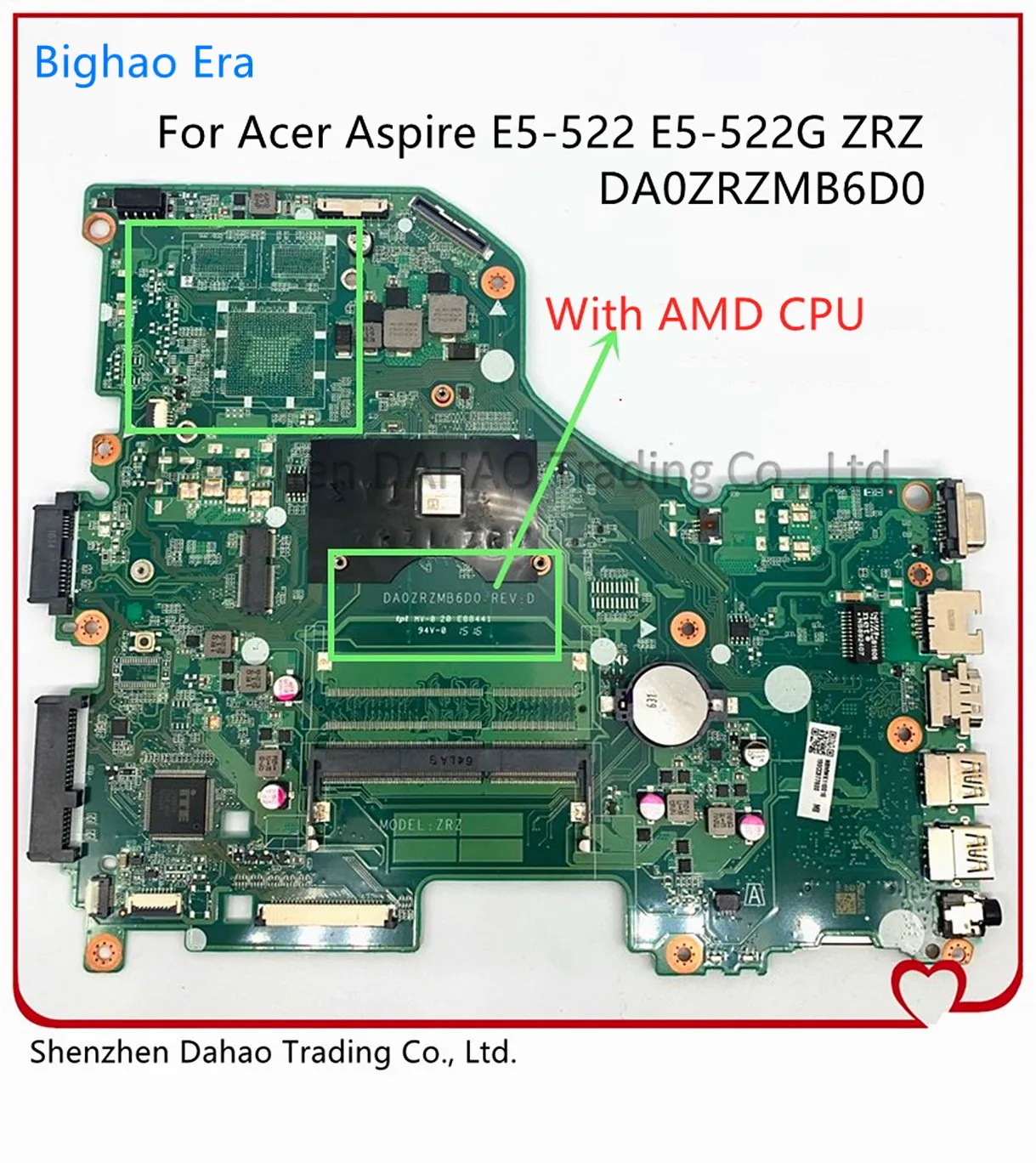 Материнская плата для ноутбука Acer E5-522 ZRZ DA0ZRZMB6D0 с процессором AMD DDR3 100% рабочий