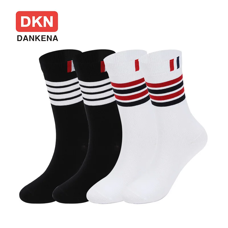 DKN женские носки средней длины в полоску цветные хлопковые дышащие нескользящие