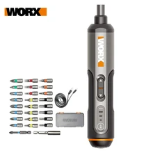 

Worx 4V Mini Electrical Screwdriver Sets WX240 Cordless Electric Screwdrivers USB Charger Rechargeable Handle + 26 Bit Set Drill