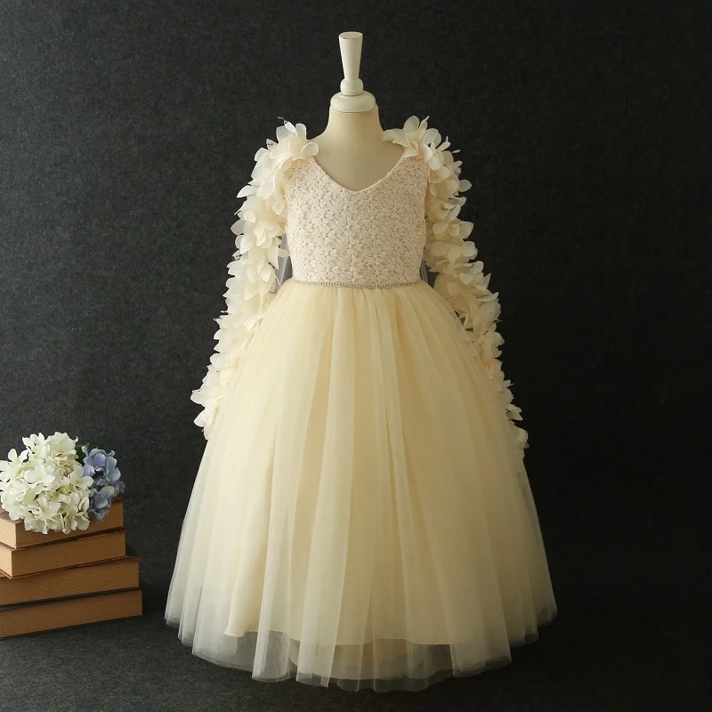 Свадебное платье с цветочным узором для девочек, платье подружки невесты, платье для банкета, платье с шалью для девочек, длинное платье для первого официального ужина