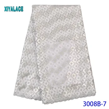 

Silver African Lace Fabric Latest 2019 High Quality Lace French Lace Fabric Bridal Lace For Nigerian Sequins Dress YA3008B-7