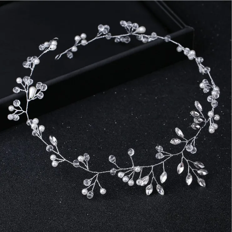 Handmade Pearls Crystal Bridal Headband Tiara Crown Wedding Hair Accessories Elegant Charming Headpiece Women Jewelry | Украшения и