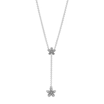 

Classic 925 Sterling Silver Original Y-Shape Necklaces Daisy Flower Long Pendant Chain Necklaces for Women Party Wedding Jewelry