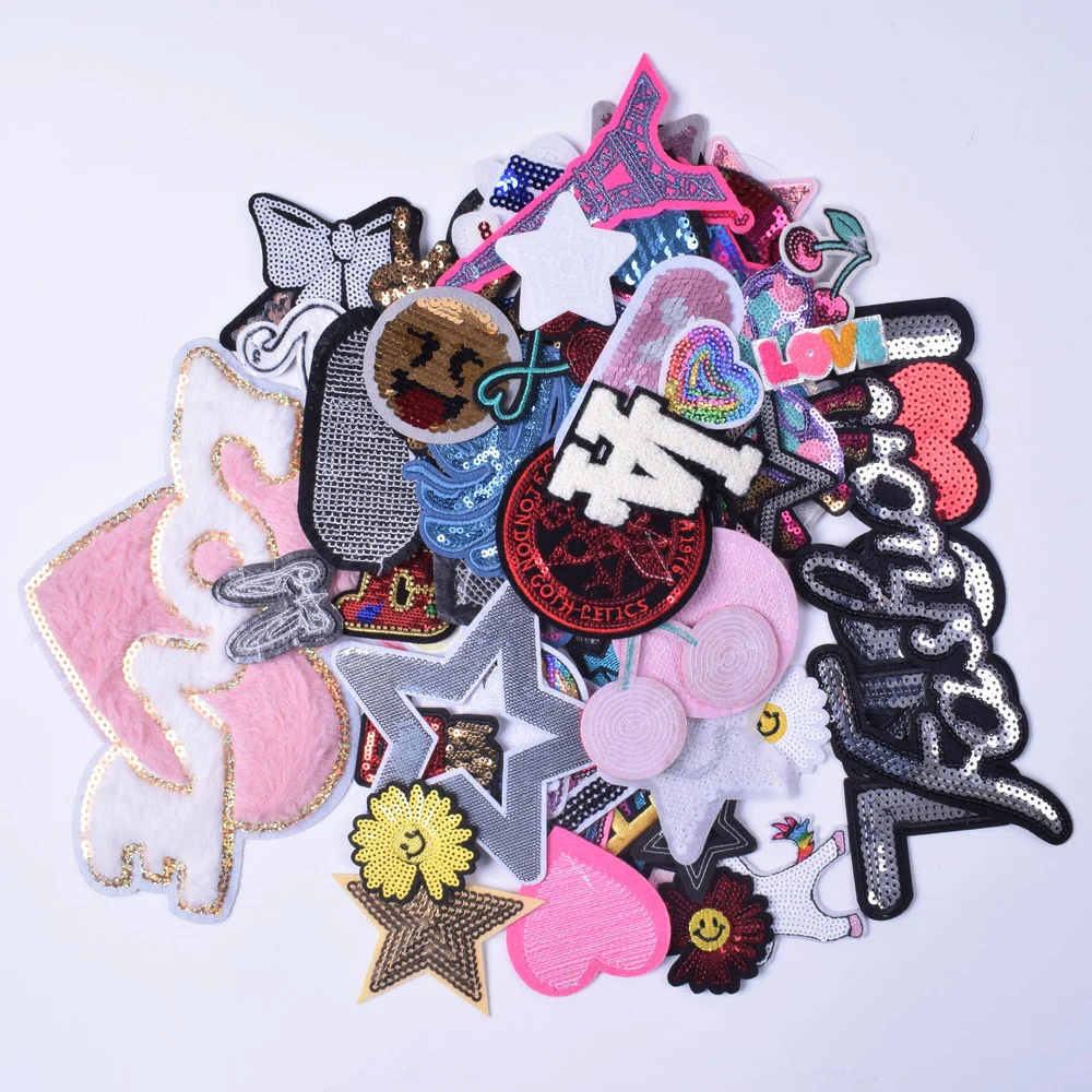 Assorted Iron On Patches for Clothing, Embroidering (30 Pieces)