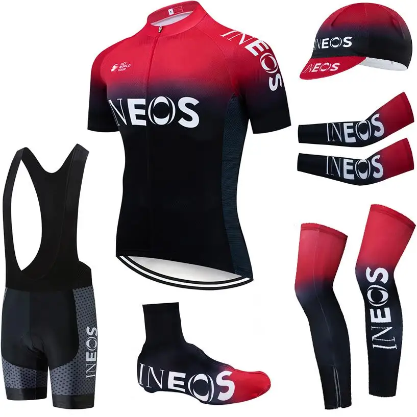 6 шт. полный комплект команды INEOS Велоспорт Джерси 20D набор велошорт Ropa Ciclismo Лето быстросохнущая pro велосипедный майон брюки - Цвет: Многоцветный