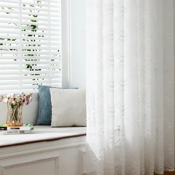 

New White Embroidery Tulle Curtains for the Living Room Modern Sheer Curtain for Bedroom Window Blind Voile Custom Size N