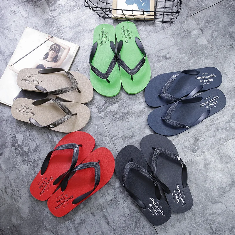 

Summer Classic Style Beach Slippers Men's Fashion Rubber Bottom Anti-slip Deer Flip-flops Fashion Outer Wear Flip-flop Sandals