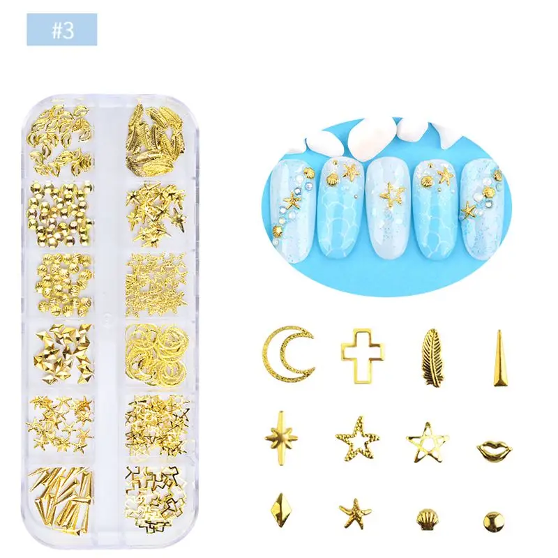 C Наконечник для ногтей DIY несколько формирующих металлических украшений украшения для ногтей Инструменты модные маникюрные аксессуары - Цвет: C