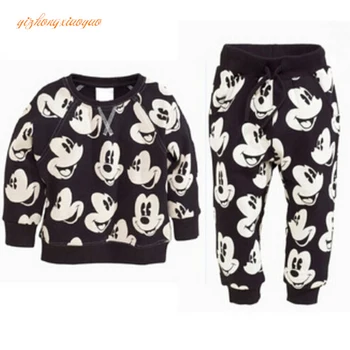 

2019 Limited New Spiderman Baby Girl Boy Clothing Sets Autumn Children's Minnie Tracksuits 100% Cotton Sweatshirts+trousers
