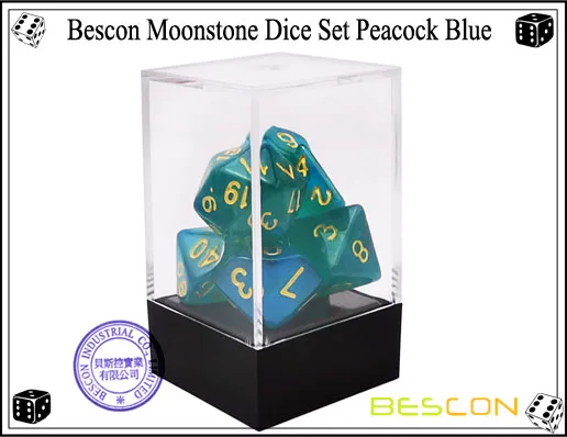 Bescon Набор кубиков из лунного камня, Bescon многогранные игральные кости для ролевых игр с эффектом лунного камня павлин синий, бирюзовый, фиолетовый жемчуг