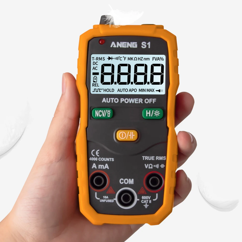 

Smart Multimeter Digital True RMS Auto Range Professional LCD Automatic Voltage Ammeter Tester Red/Yellow