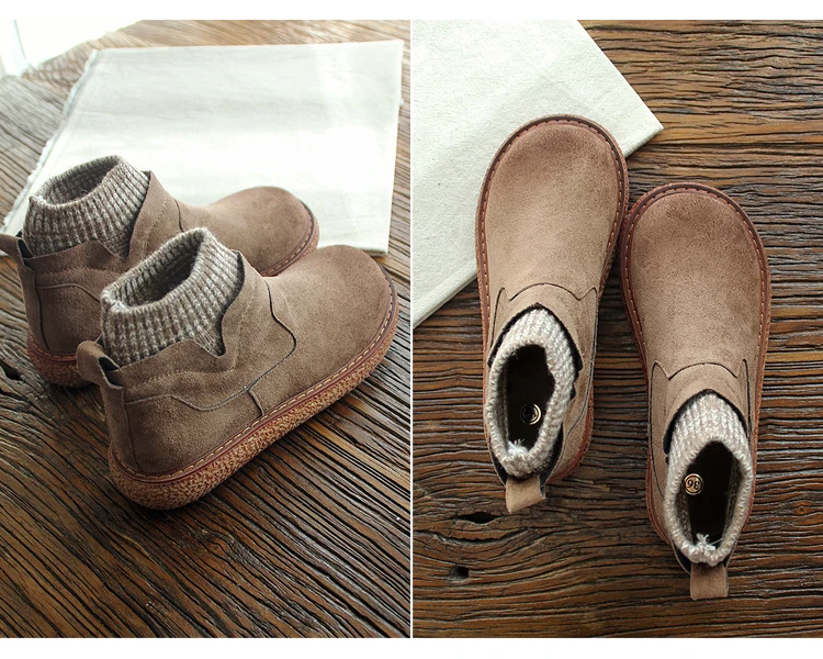 HUIFENGAZURRCS- Сапоги ручной работы, кожаные ботинки, в ретро-стиле mori обувь для девочек, Повседневное ботинки в стиле «Ретро», зимние теплые сапоги
