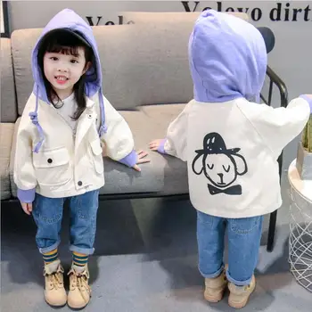 

2019 Top Children's Autumn New Kids Cotton Windsuit Boys and Girls Fashion Zipper Cartoon Puppy Printed Jacket Hat Coat