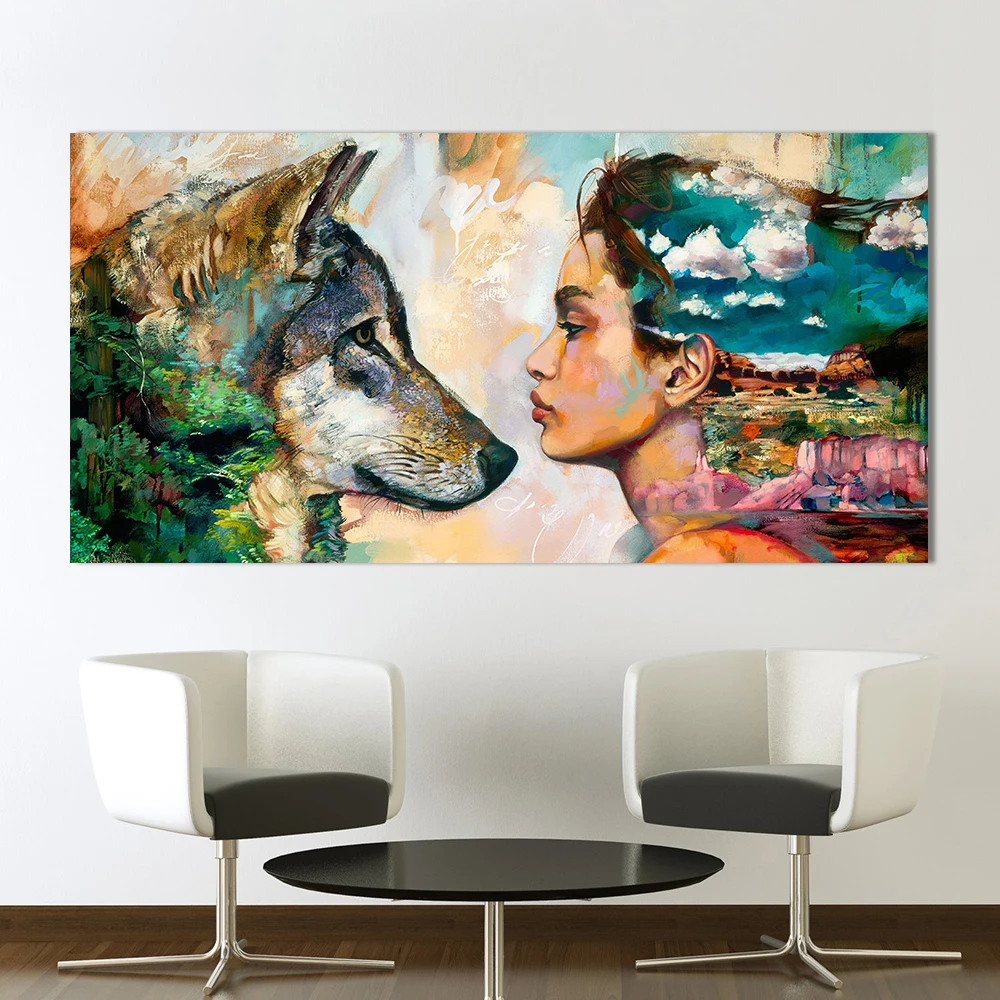 DDHH настенная живопись на холсте с изображением животных для домашнего декора