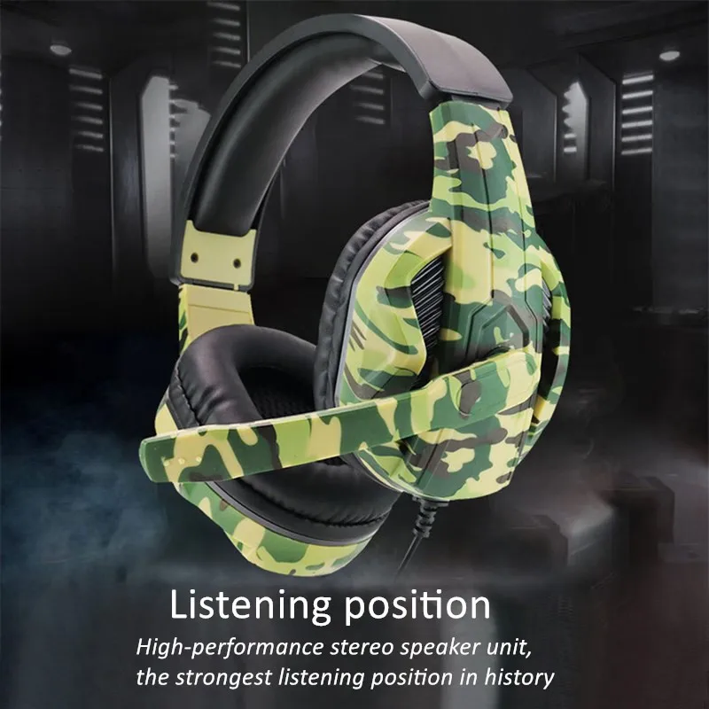 Shoumi Camouflage Gaming Headset Professional Gamer Stereo New Head mounted Headphone Computer Earphones for PS4 PS3 Xbox Switch