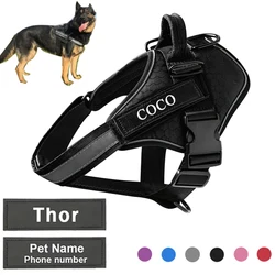 Harnais pour chien personnalisé, gilet respirant réglable réfléchissant sans traction avec Patch d'identification, accessoires de marche en plein air pour animaux de compagnie 