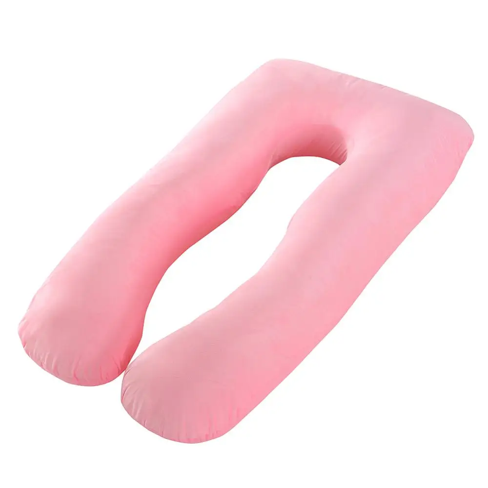 Подушка из чистого хлопка, u-образная Подушка для беременных, полосатая серая Подушка для сна для беременных женщин - Цвет: Pink B