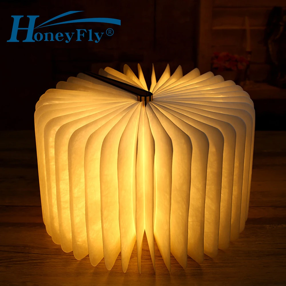 HoneyFly деревянная книжная лампа портативный USB Перезаряжаемый светодиодный