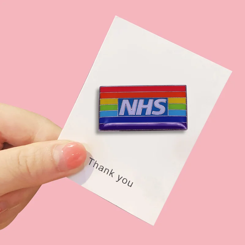 NHS STAFF ENAMEL PIN BADGE Black Pink Rainbow  LGBT White Green Blue 