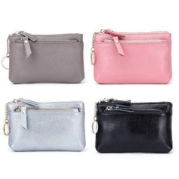 

Mini Real Leather Wallet Zipper New Multi-functional Small Coin Purse Key Bag Earphone Organizer Card Case Small Coin Bag