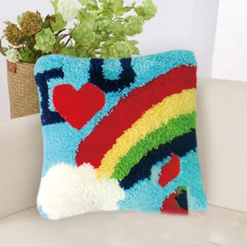 

Cute Patterns DIY Segment Embroidery Pillow 3D Latch Hook Rug Kits Carpet Embroidery Latch Hook Coarse Wool Supplies Handcraft
