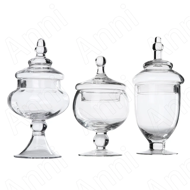 Creativity Tall Feet Storage Jars with Lid European Modern Transparent  Candy Snacks Crystal Glass Bottle Living Room Decoration