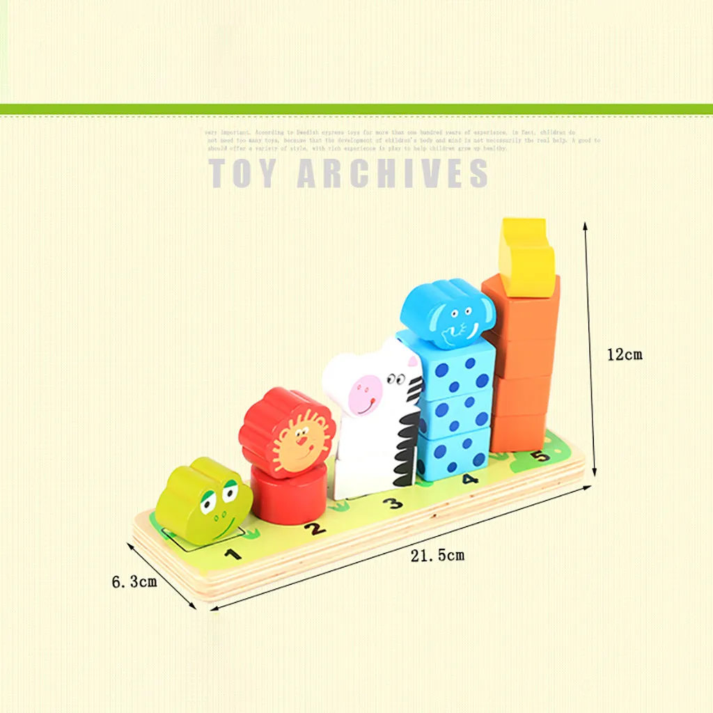 Красочная деревянная обучающая головоломка Мультяшные животные сложенные блоки геометрический набор детские дошкольные Развивающие игрушки для детей подарок# g4