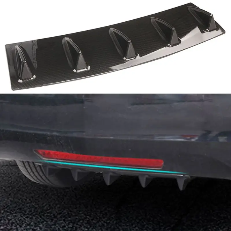 Car Rear Bumper Lip Bumper Lip Decoration Car Bumper Spoiler Bumper Lip Universal Car Rear Bumper Lip Diffuser 5 Fin Shark Fin Style Car Black Bumper