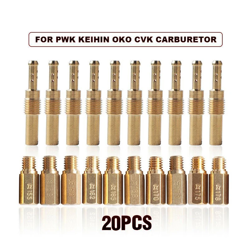 20PCS Carburetor Main Jet Nozzle kit And Slow/Pilot For PWK Keihin OKO CVK Repair Tool parts Replacement | Инструменты