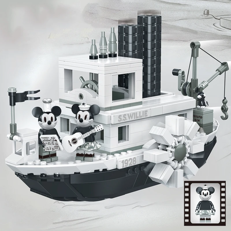 

New Ideas Compatible with Legoinglys Steamboat Willie Movie Fit Figures Building Blocks Bricks Toys for Children Gifts