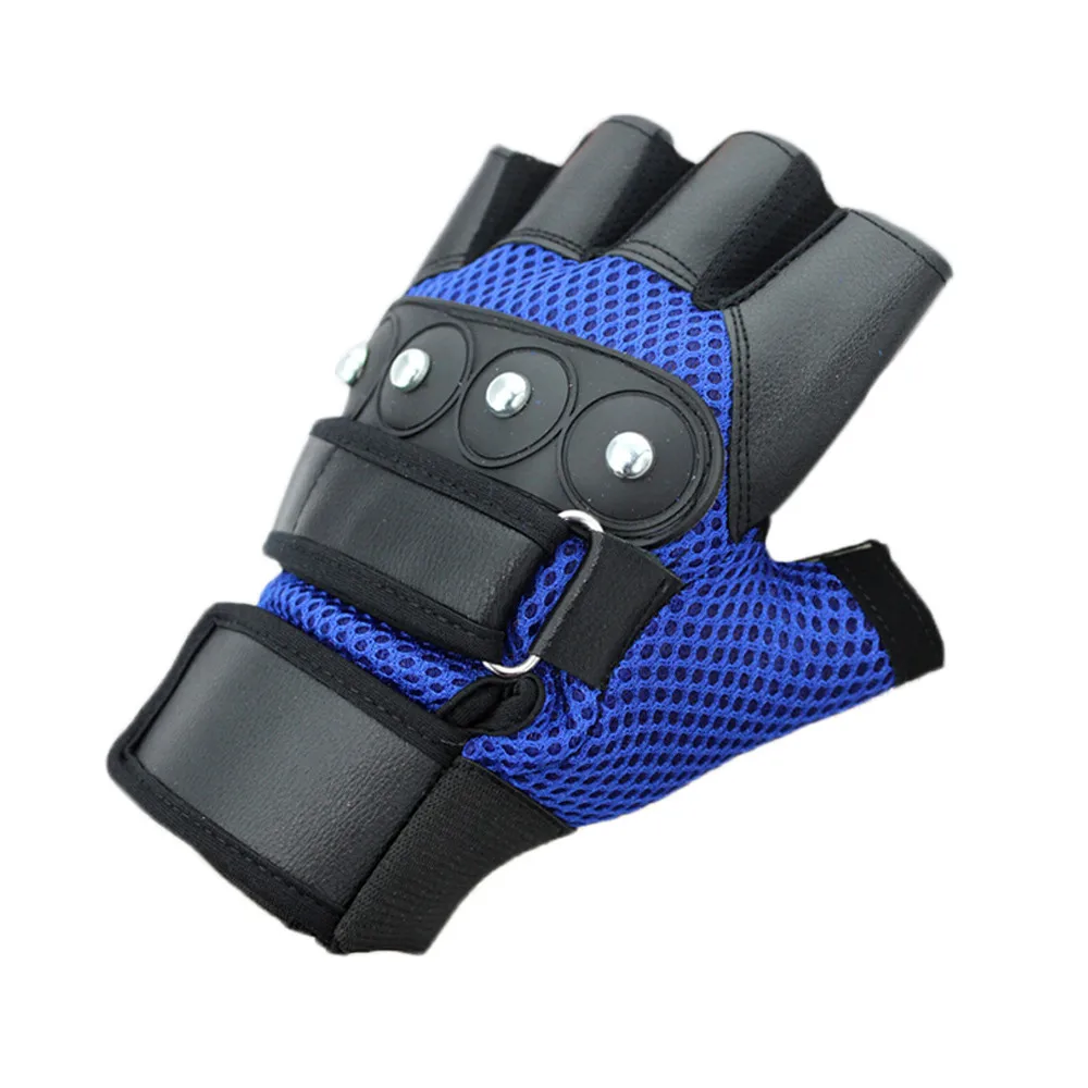 Blue Half Finger Outdoor Tactical Gloves Anti-Slip Work Safety Gloves For Outdoor Sport Hunt Bicycle Riding Hands Protection - Цвет: Blue