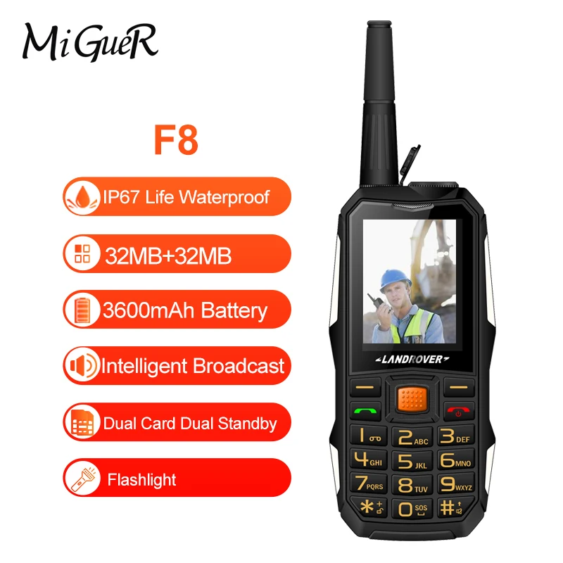 Walkie Talkie телефон MiGueR F8 водонепроницаемый ударопрочный двойной карты 2 4 дюйма | Смартфоны -33013301551