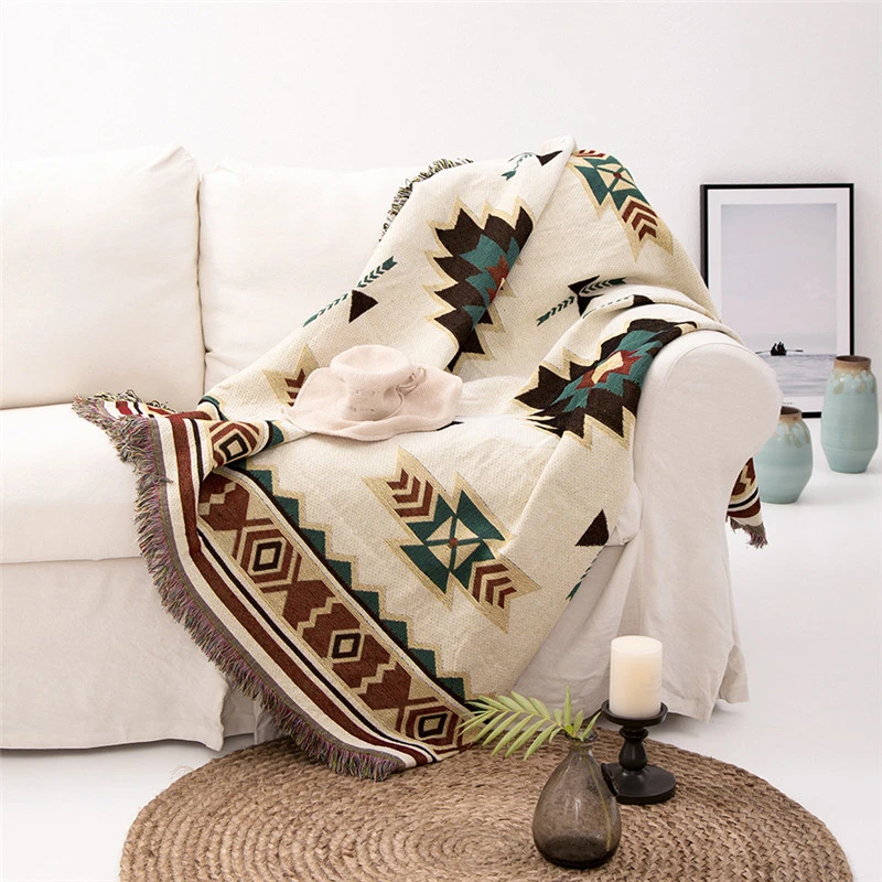 take a picture wait Illusion American Style Knitted Sofa Throw Blanket Boho Knit Chair Sofa Cover Towel  Geometric Carpet Soft Travel Plaid Bed Cover Tapestry - Blanket - AliExpress