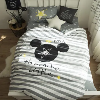 

Disney 100% Cotton Luxury Super soft Bedding Set Children Mickey mouse Quilt Cover Pillowcase Bed Sheet King Queen bedding set