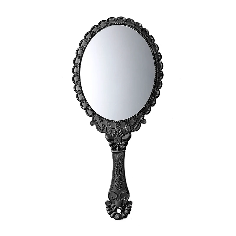 Oval black Дамское зеркальце пластиковое Дерево Круглый/зубы/прямоугольная форма макияж зеркала Карманное зеркальце Косметика держится для дам красота комод - Цвет: Oval black