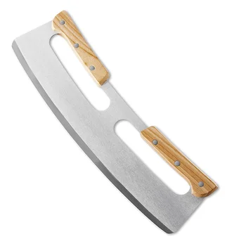 

Two-handle Pizza Cutter Wooden Handle Half-round Pizza Hob Easy to Operate Rocker Knives for Kitchen Tool HKS99