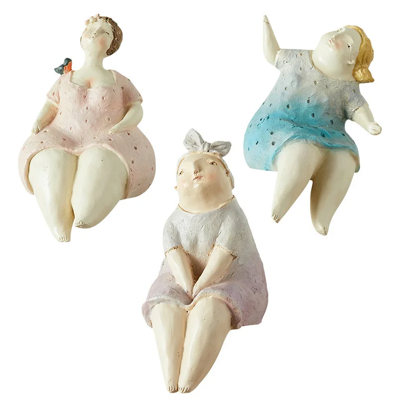 Nordic Fat Lady Doll Sculpture Miniature Model Modern Home Decoration Accessories Resin Figurine Craft Gift Desktop | Дом и сад
