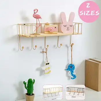

Creative Wall Shelf Rack Iron Wooden Shelf for Kitchen Bedroom Home Decorative Wall Shelves Organizer DIY Wall Storage Rack Hook