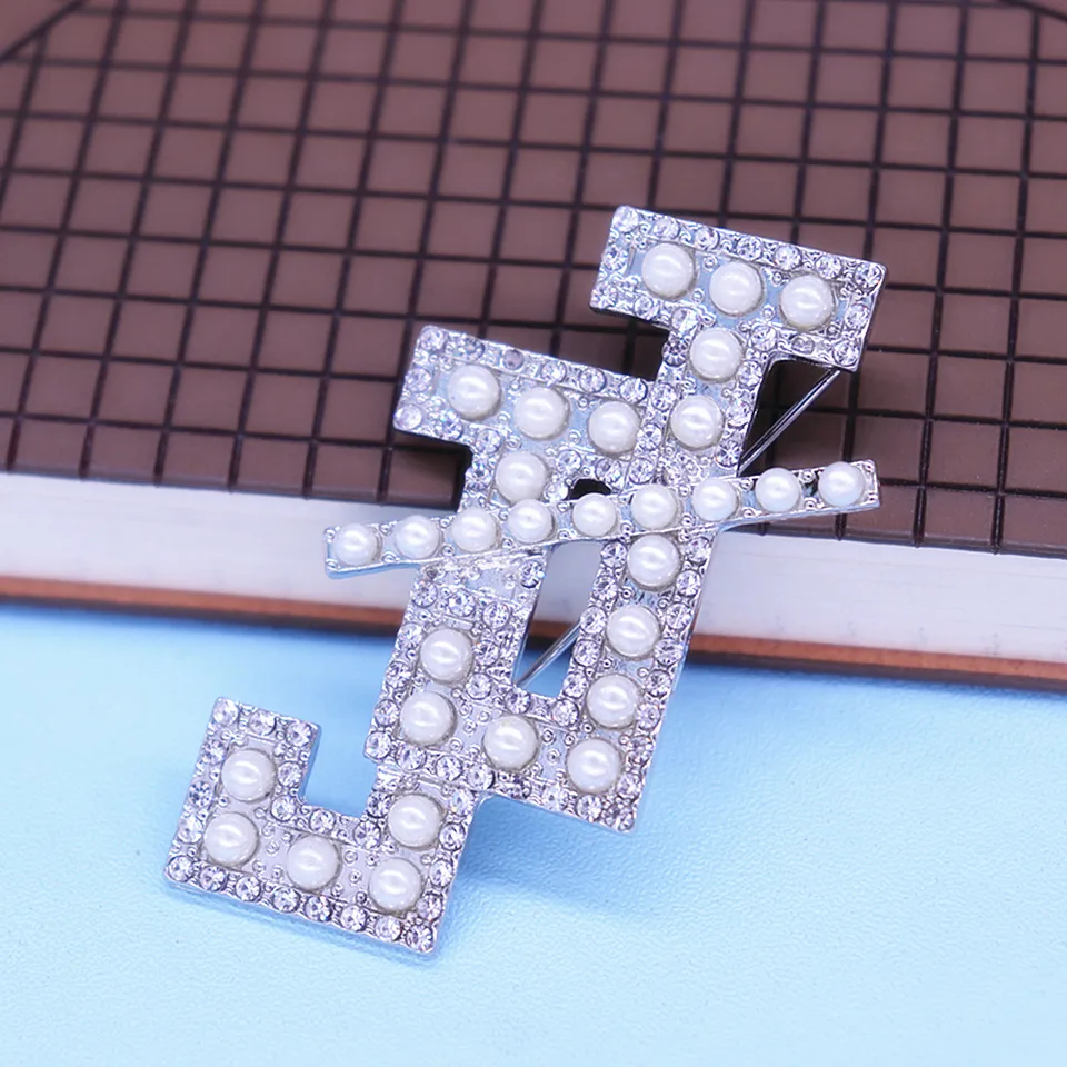 ALPHA Sorority 1908 Brooch - Metallic White Pearl & Crystal Pin For Sisters, Finer Women Jewelry - View #8