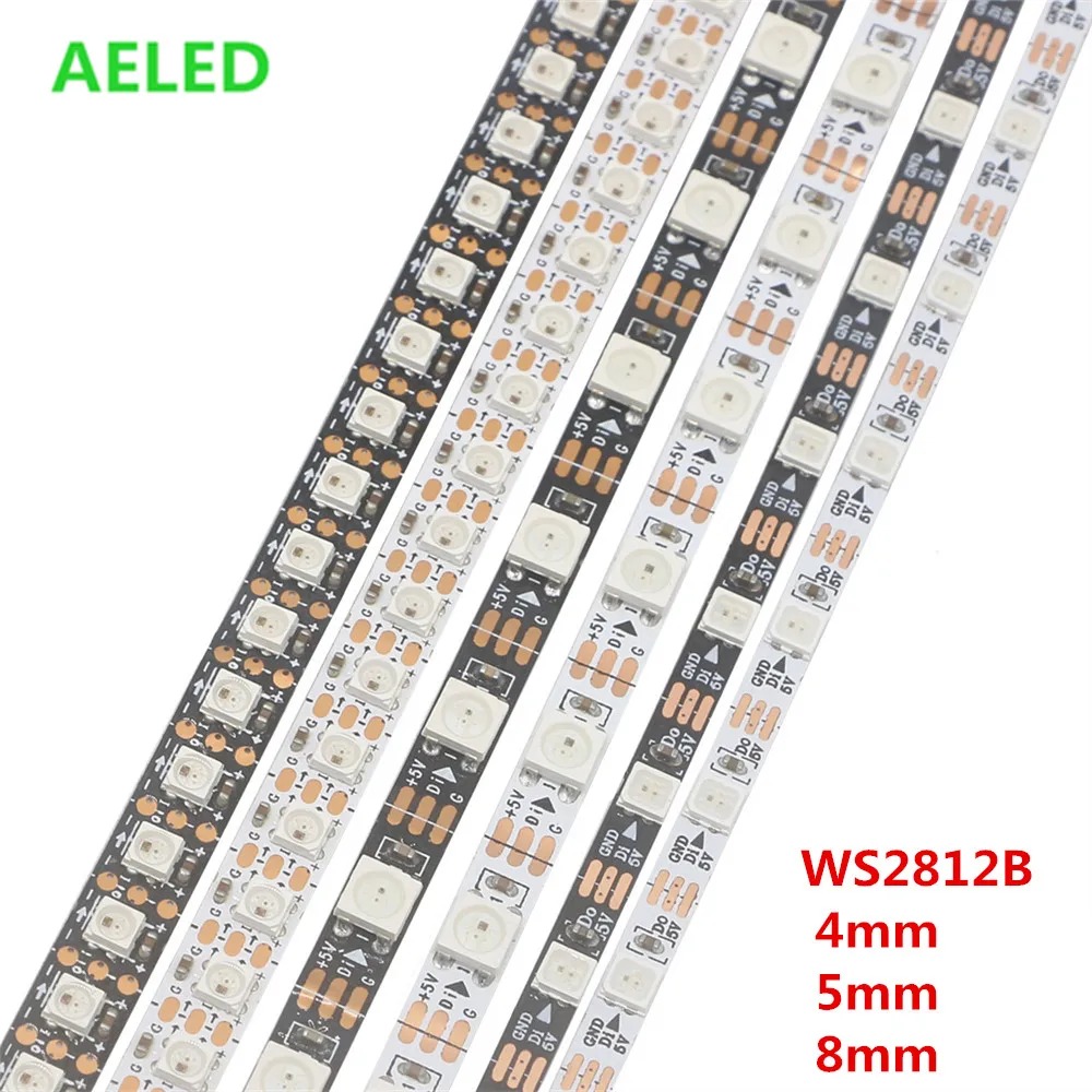 1 м 2 WS2812B SMD3535/5050 RGB гибкая светодиодная лента 60/144 пикселей/светодиодов/м 4 мм/5 мм/8