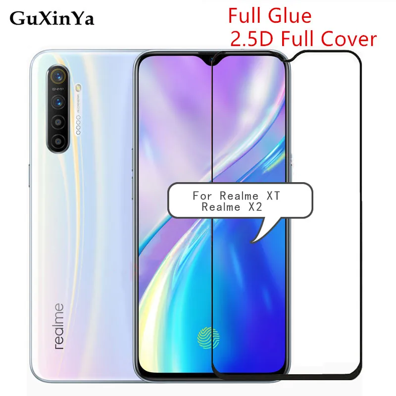

Screen Protector Realme XT Glass For OPPO Realme XT Full Glue Tempered Glass Realme X2 Full Cover Glass Realme XT / Realme X2