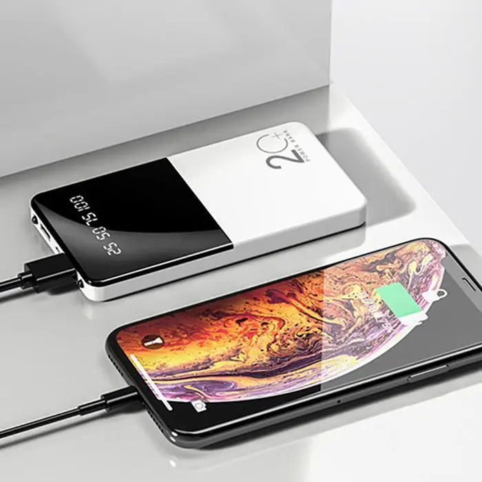Ультра-тонкий Банк питания телефон 20000mAh цифровой банк питания дисплей микро портативное зарядное устройство для дома, Повседневная DC5V2A
