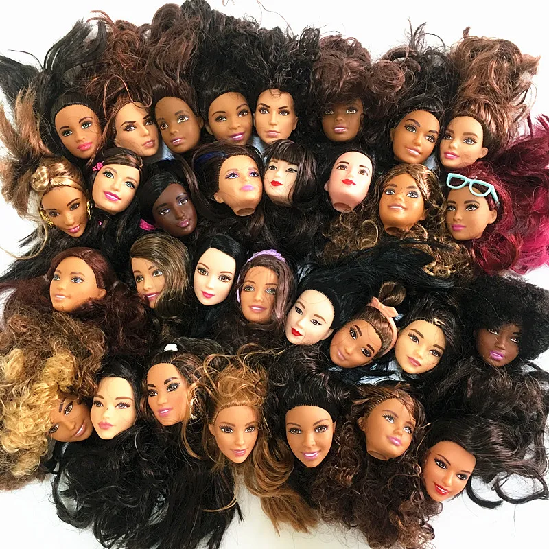 

1 Piece Blonde Hair or Dark Hair High Quality Original Girl Heads For Barbies DIY 1/6 Doll Fashion Heads Kids Birthday Gift Toy